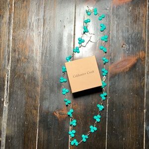 Silver chain necklace with turquoise accents